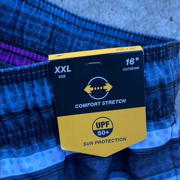 Speedo Striped Blue and Purple Board Shorts - Picture 3 of 10